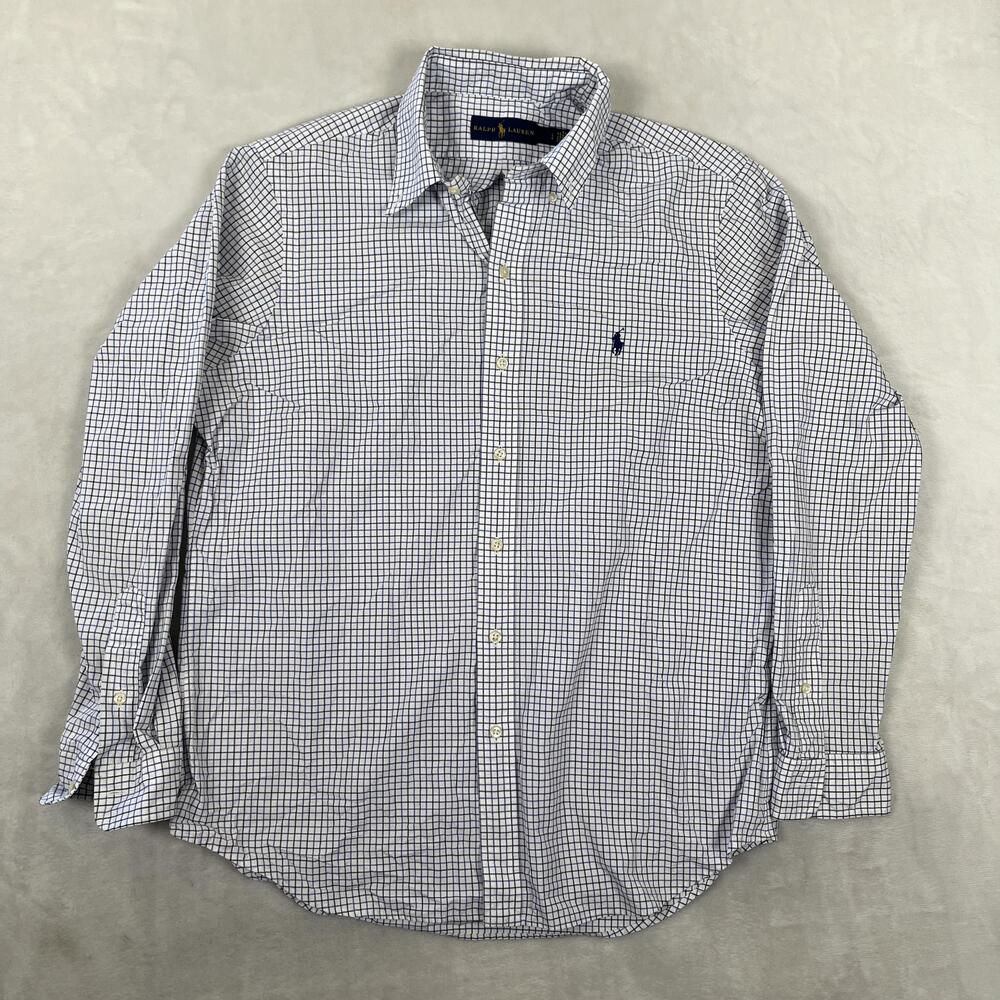 Ralph Lauren Shirt Mens Large Blue Check Long Sleeve Button Down Classic Fit
